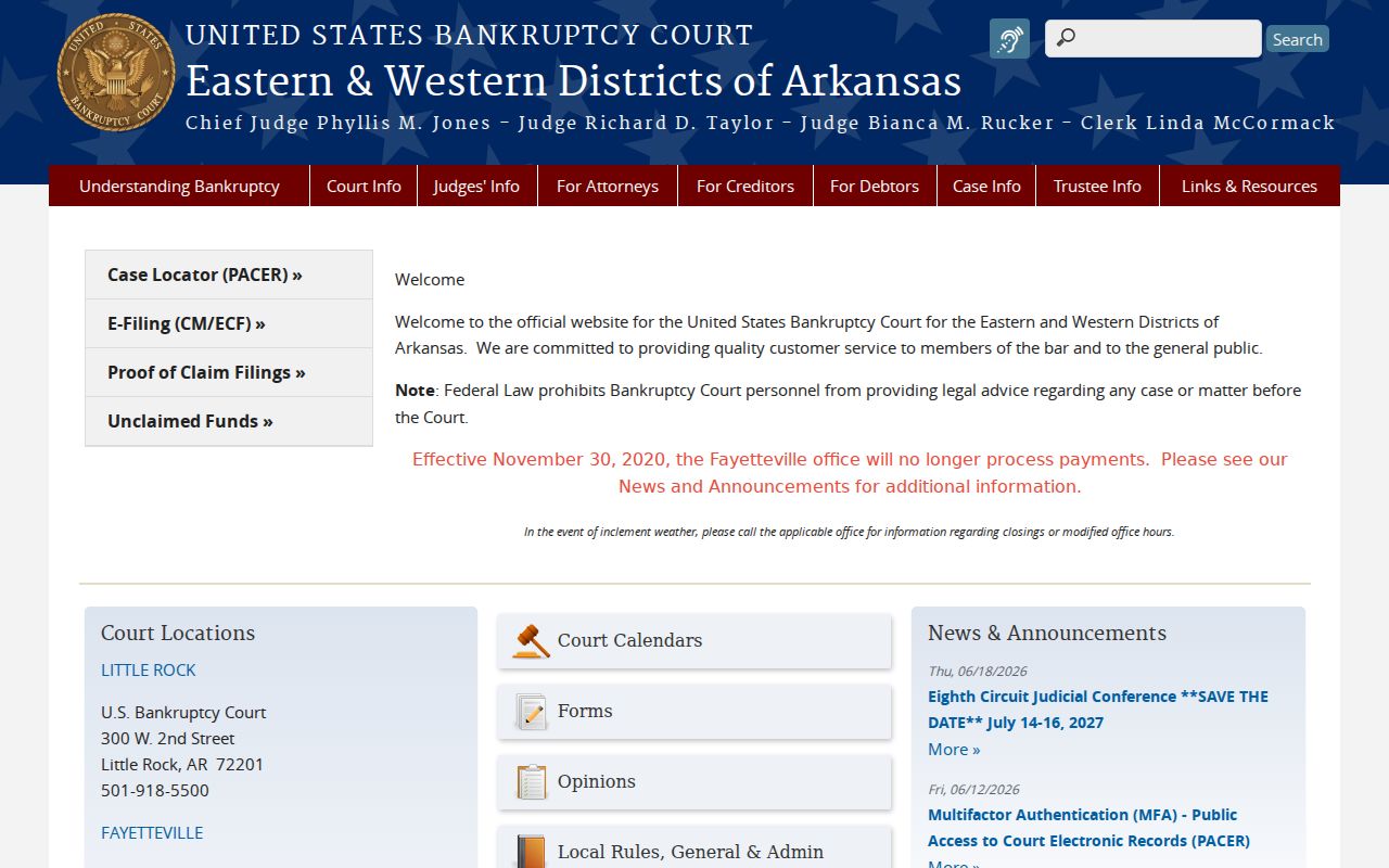 Lexa court records comparison with the separate Arkansas bankruptcy court
