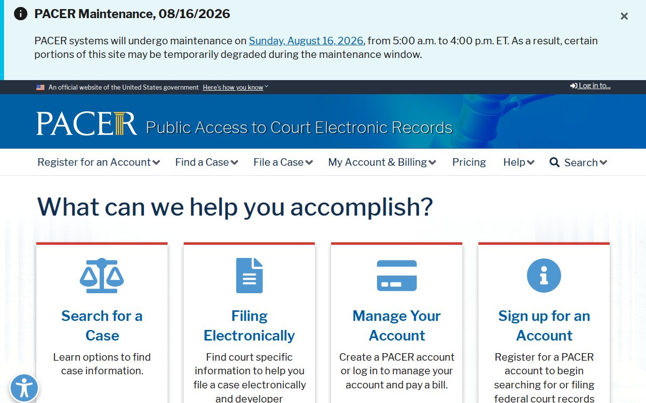 Lexa court records comparison showing the separate PACER federal docket service