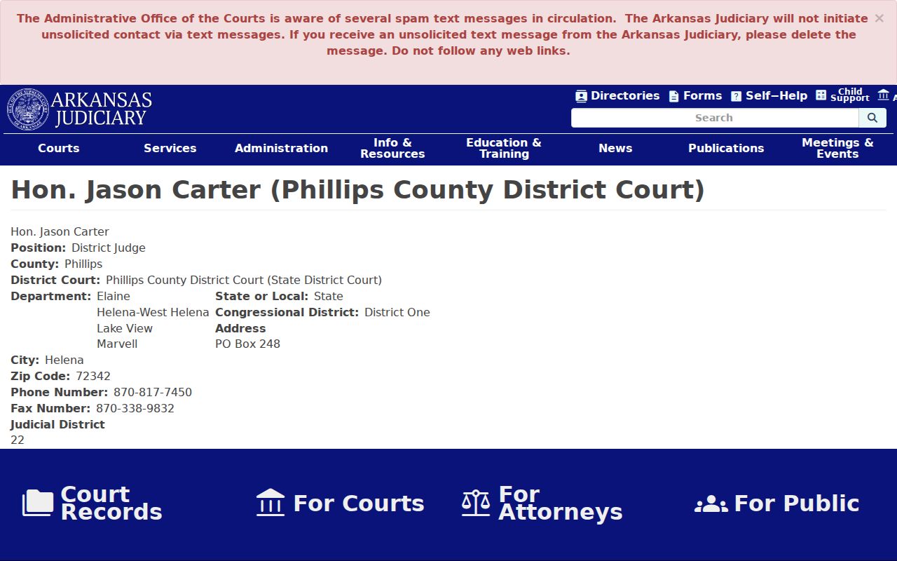 Phillips County criminal court docket district judge information