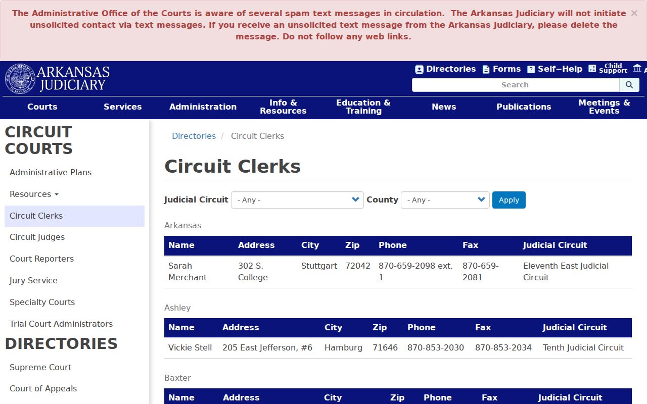 Phillips County court docket Circuit Clerk directory